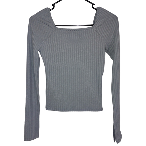 NWT Madewell Size XS Blue Ribbed Slit Sleeve Square Neck Top - Picture 5 of 15